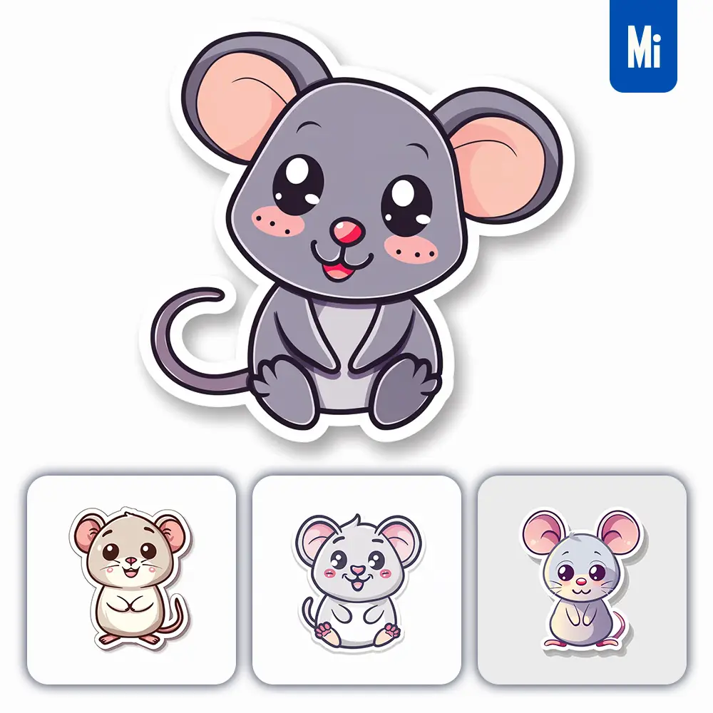 Midjourney Prompt Mice Mouse Logo Vector Sticker Cute Line Cartoon