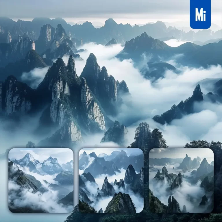 midjourney prompt mountain range misty mist peak cloud landscape photography