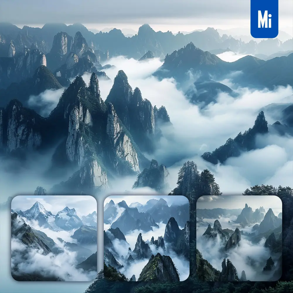 Midjourney Prompt Mountain Range Misty Mist Peak Cloud Landscape Photography
