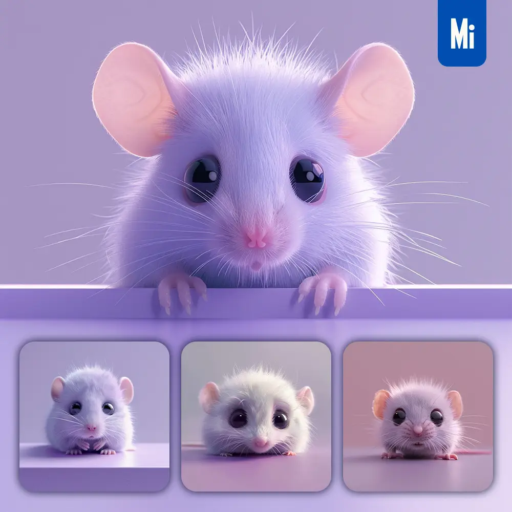 midjourney prompt mouse plush toy head cute front 3D animation