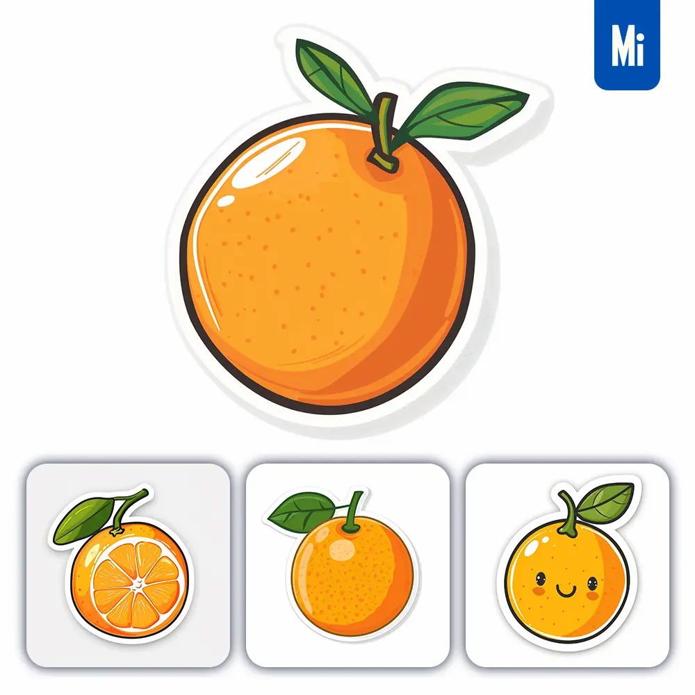 Midjourney Prompt Orange Logo Vector Sticker Cute Line Cartoon