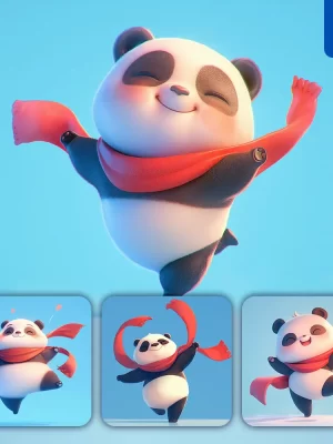 Midjourney Prompt Panda Cute Happy 3d Character Design Cartoon