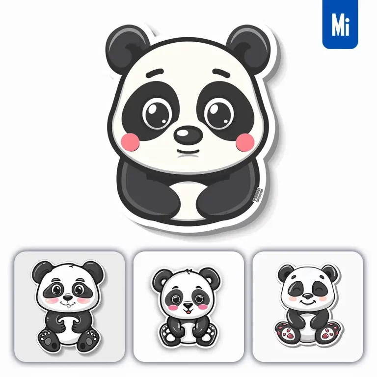 midjourney prompt panda logo vector sticker cute line cartoon