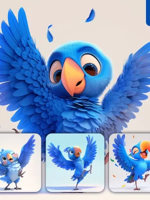 Midjourney Prompt Parrot Bird Cute Happy 3d Character Design Cartoon