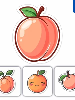 Midjourney Prompt Peach Logo Vector Sticker Cute Line Cartoon