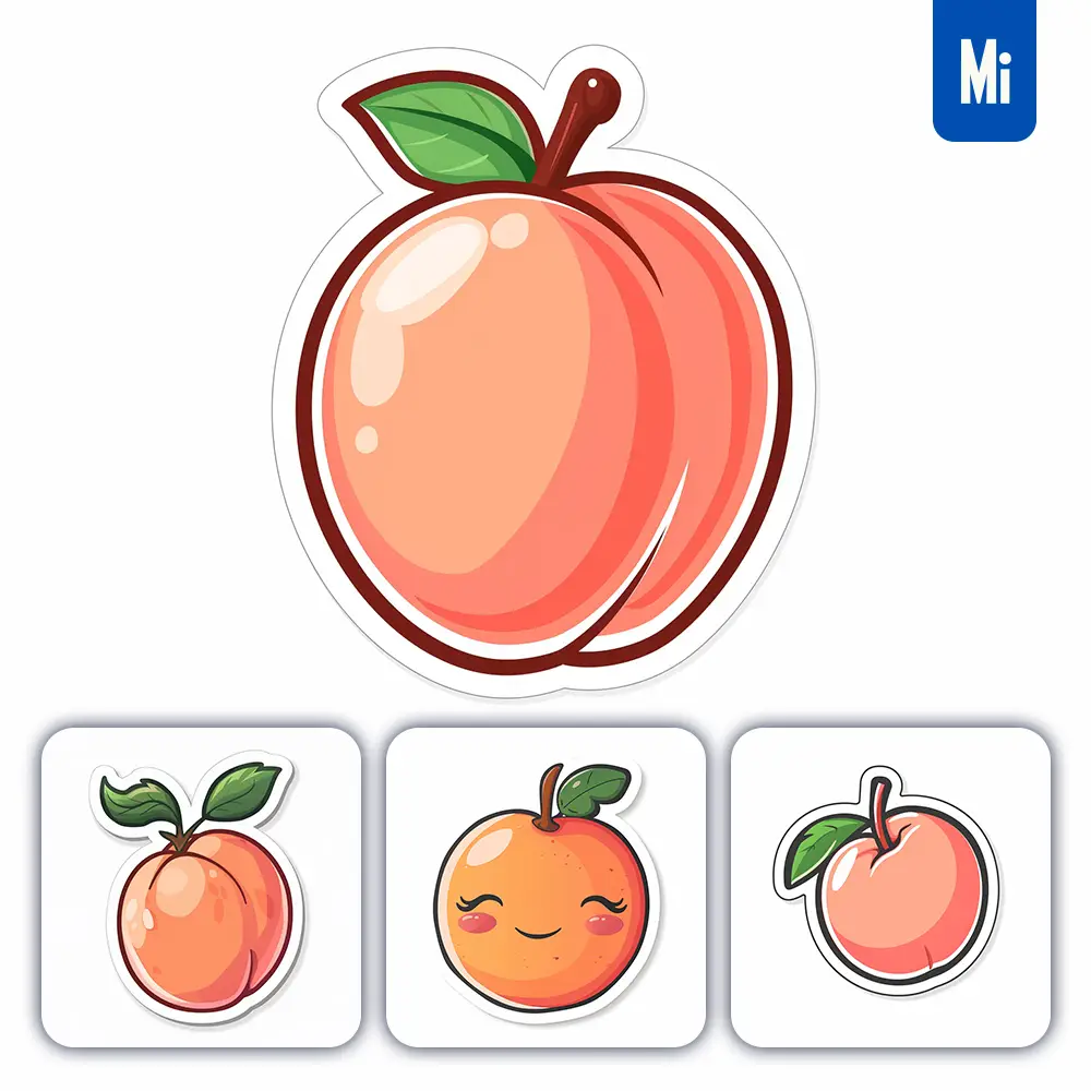 Midjourney Prompt Peach Logo Vector Sticker Cute Line Cartoon