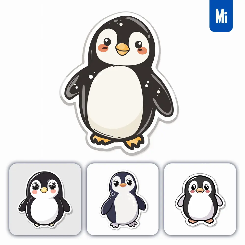 Midjourney Prompt Penguin Logo Vector Sticker Cute Line Cartoon