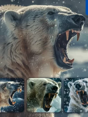 Midjourney Prompt Polar Bear Roar Teeth Angry Dangerous Photography