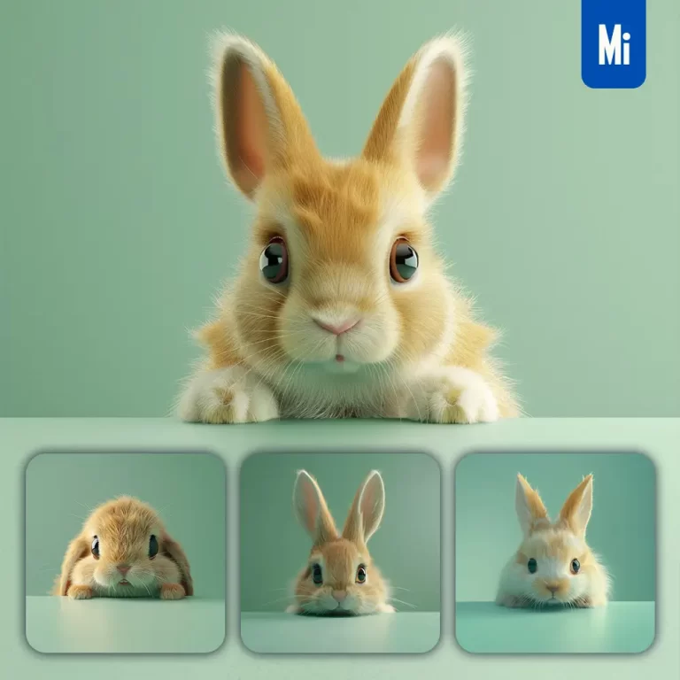 midjourney prompt rabbit bunny plush toy head cute front 3D animation