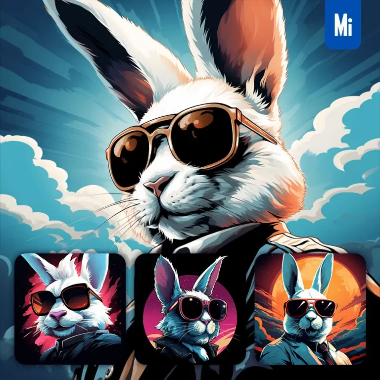 midjourney prompt rabbit glasses sunglass cartoon illustration