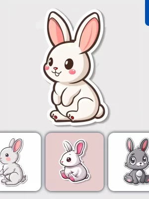 Midjourney Prompt Rabbit Logo Vector Sticker Cute Line Cartoon