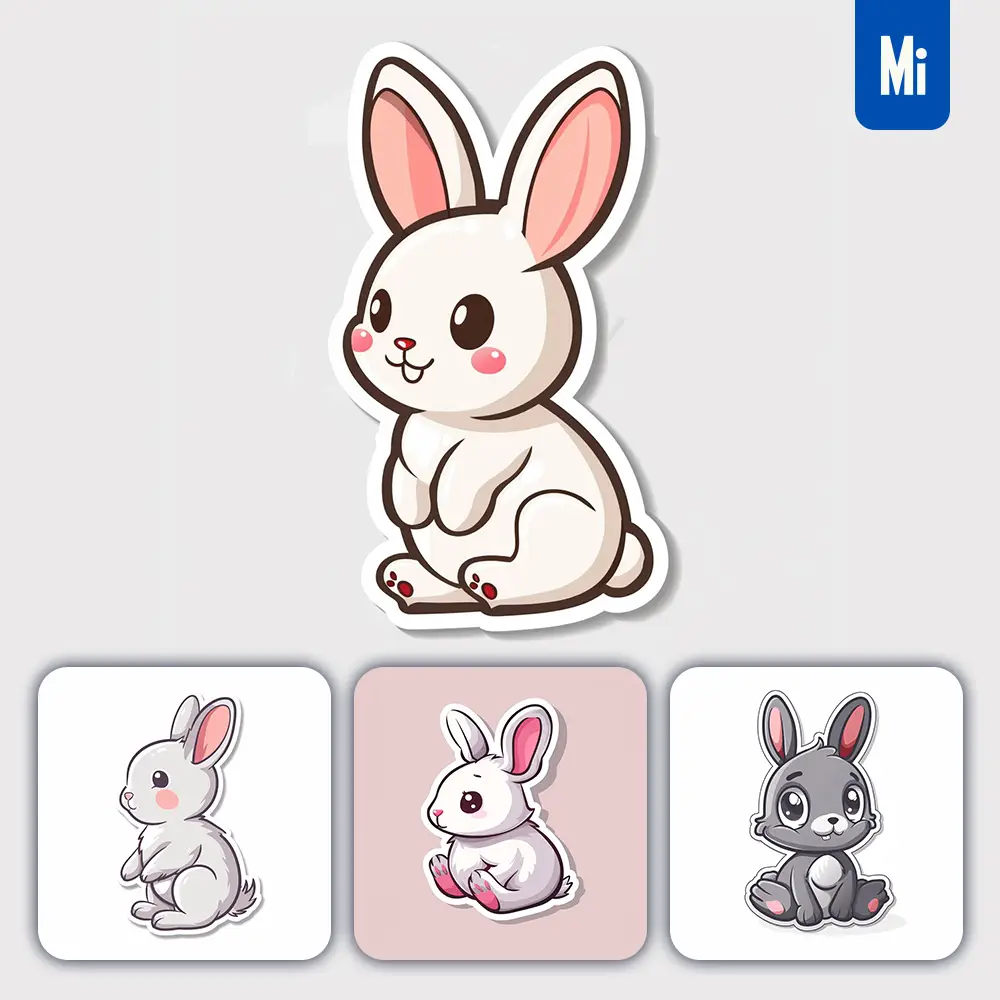 Midjourney Prompt Rabbit Logo Vector Sticker Cute Line Cartoon