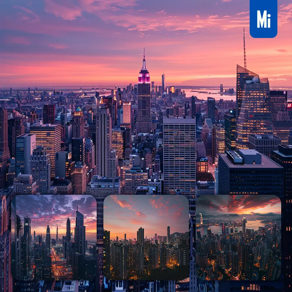 Midjourney Prompt Sun City Skyline Dusk Sunset Skyscraper Building Horizon Landscape Photography