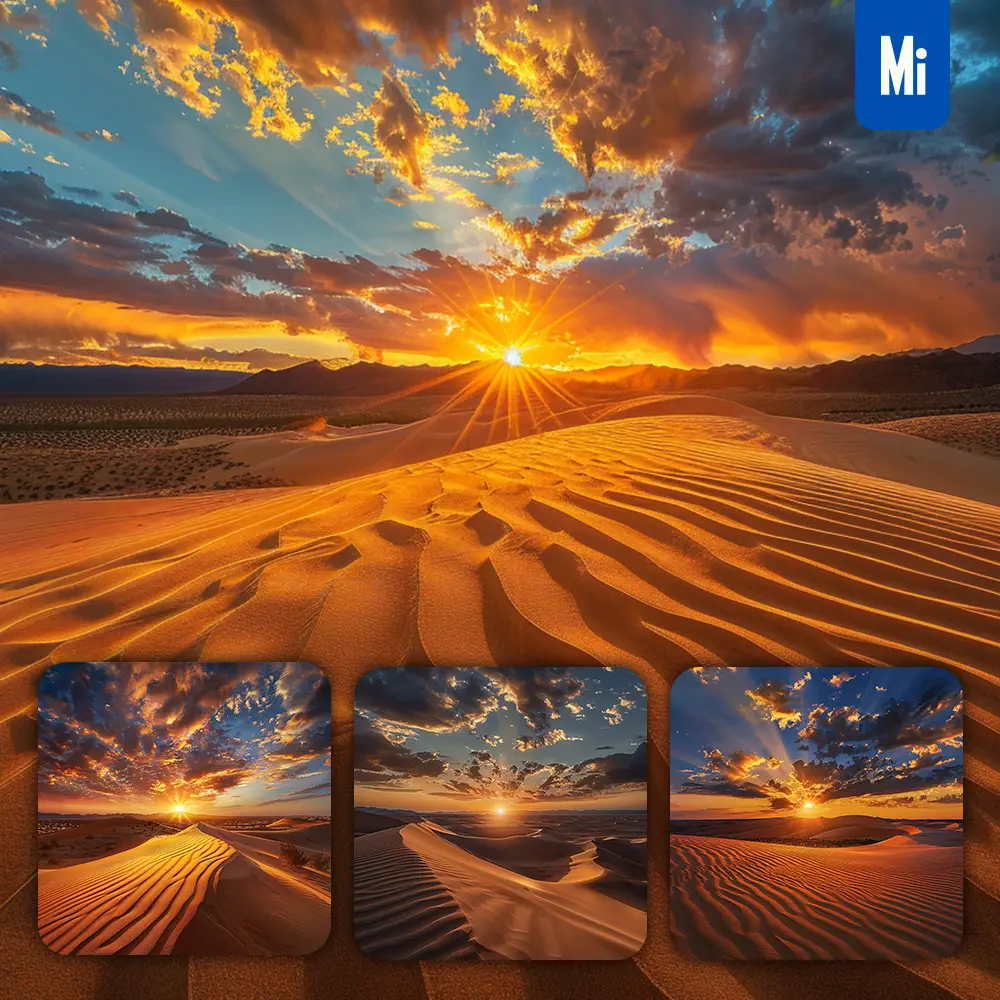Midjourney Prompt Sun Desert Sand Dune Sunset Sky Landscape Photography