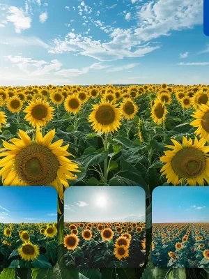 Midjourney Prompt Sunflower Sky Field Cloud Landscape Photography