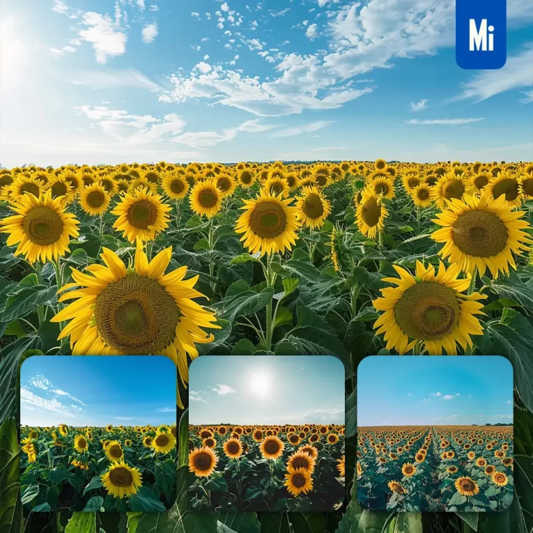 midjourney prompt sunflower sky field cloud landscape photography
