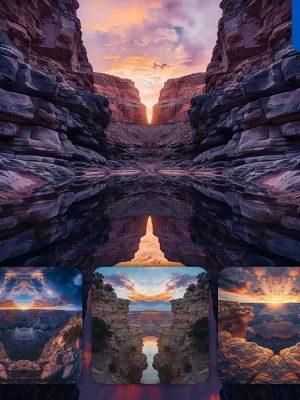 Midjourney Prompt Sunset Canyon Rock Landscape Photography