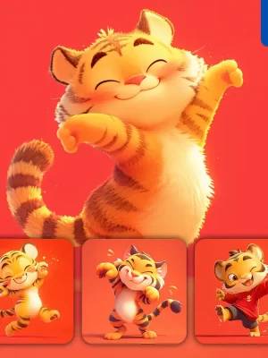 Midjourney Prompt Tiger Cute Happy 3d Character Design Cartoon