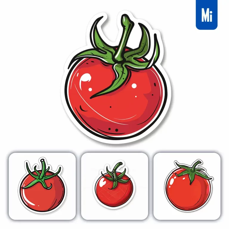 midjourney prompt tomato logo vector sticker cute line cartoon