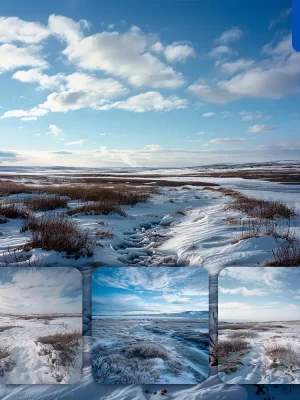 Midjourney Prompt Tundra Frozen Landscape Arctic Antarctic Snow Landscape Photography