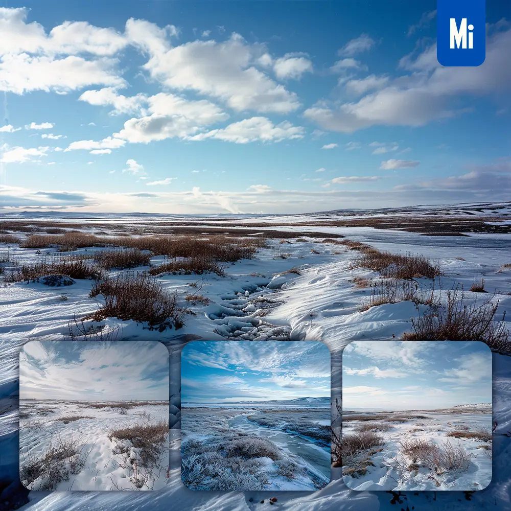 midjourney prompt tundra frozen arctic antarctic snow landscape photography