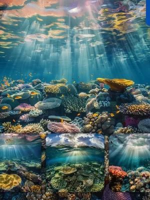 Midjourney Prompt Underwater Coral Reef Fish Lighting Swimming Ocean Sea Water Landscape Photography