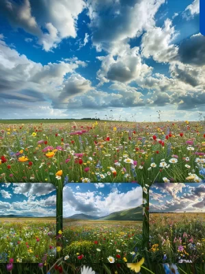 Midjourney Prompt Wildflower Flower Sky Cloud Meadow Grassland Grass Landscape Photography