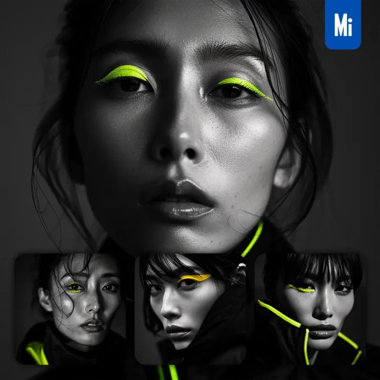 midjourney prompt woman face yellow portrait black and white photography