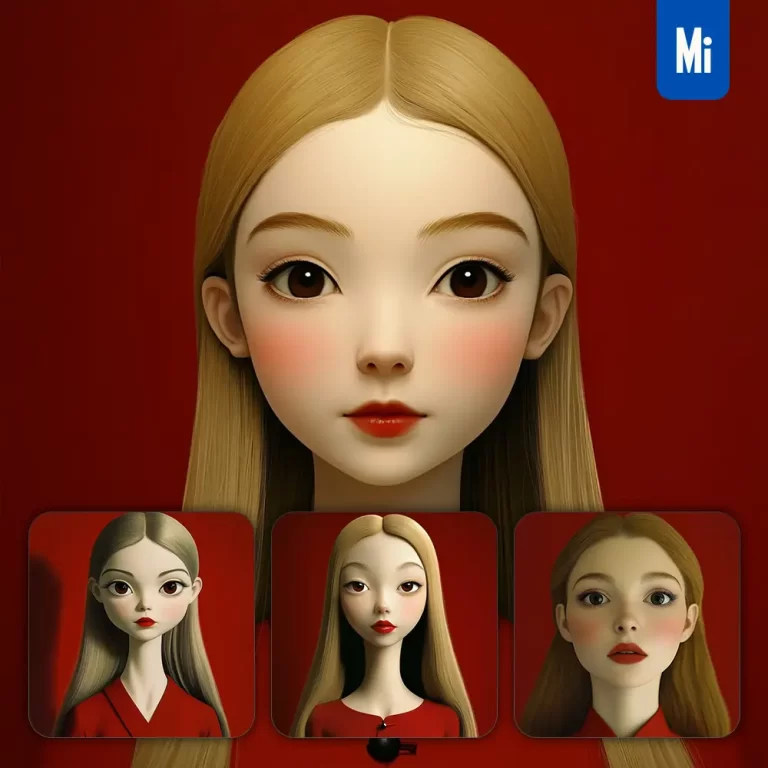midjourney prompt grotesque dark exaggerated red beautiful woman girl lady face portrait animation cartoon
