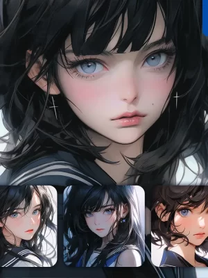 Midjourney Prompt Face Girl Sailor Beautiful Princess Portrait Gown Animation Cartoon Painting