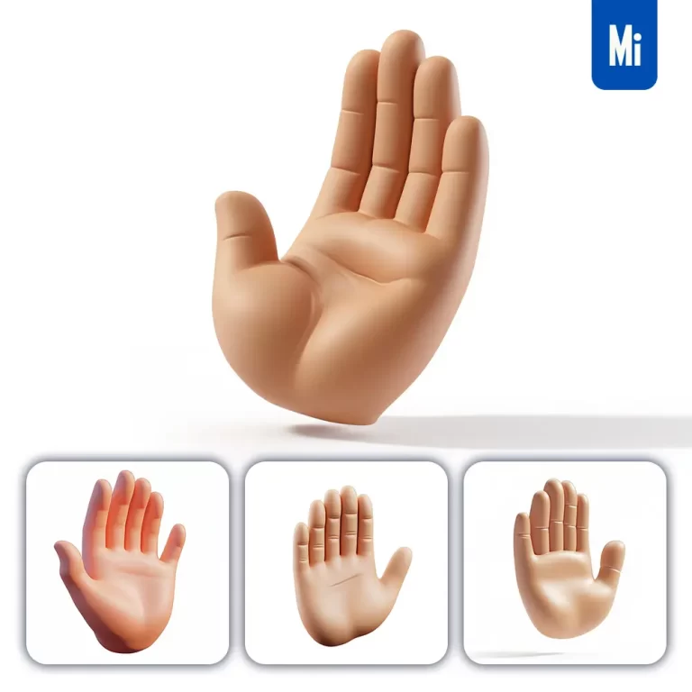 midjourney prompt 3D icon hand palm man cartoon hello gesture