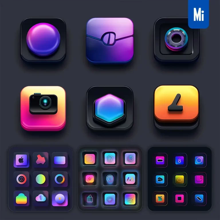 midjourney prompt APP icon interactive UI design user interface smartphone iPhone