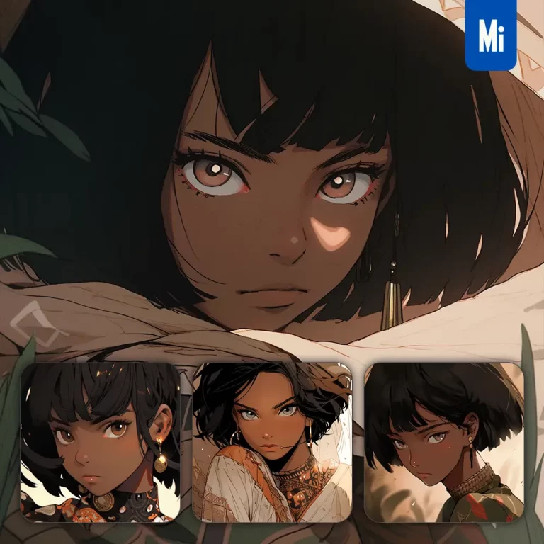 midjourney prompt African short black hair beautiful woman capable girl lady face portrait animation cartoon