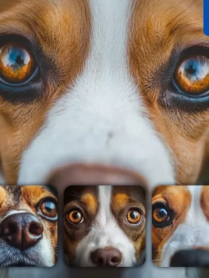 Midjourney Prompt Beagle Dog Eyes Head Straight Face Detailed Close Up Photography