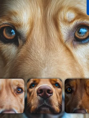 Midjourney Prompt Golden Retriever Dog Eyes Head Straight Face Detailed Close Up Photography