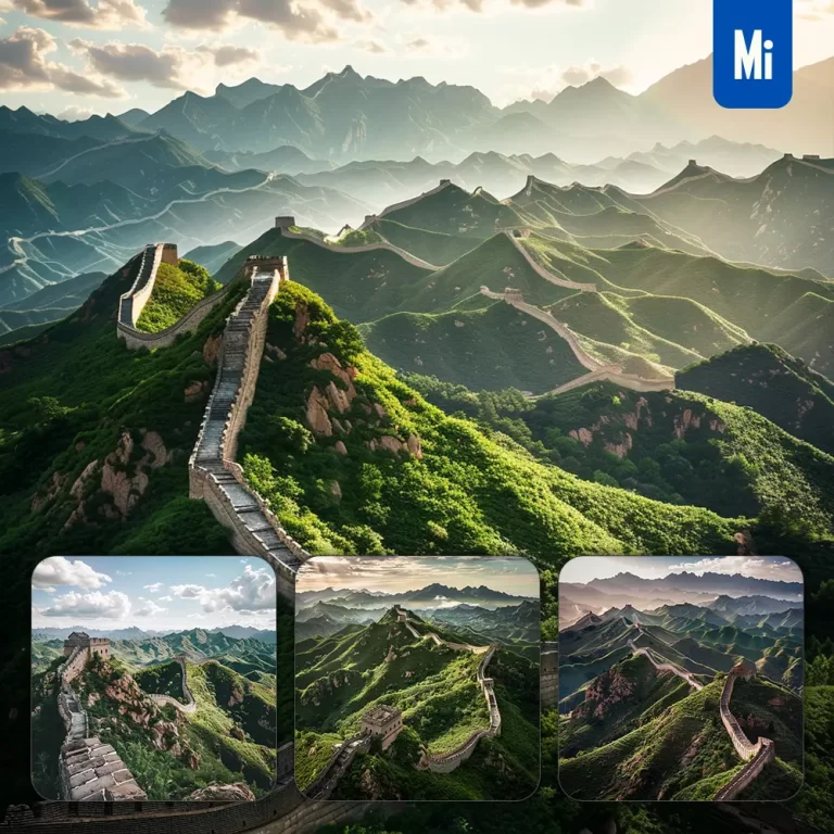 midjourney prompt Great Wall China mountain hill valley landscape photography