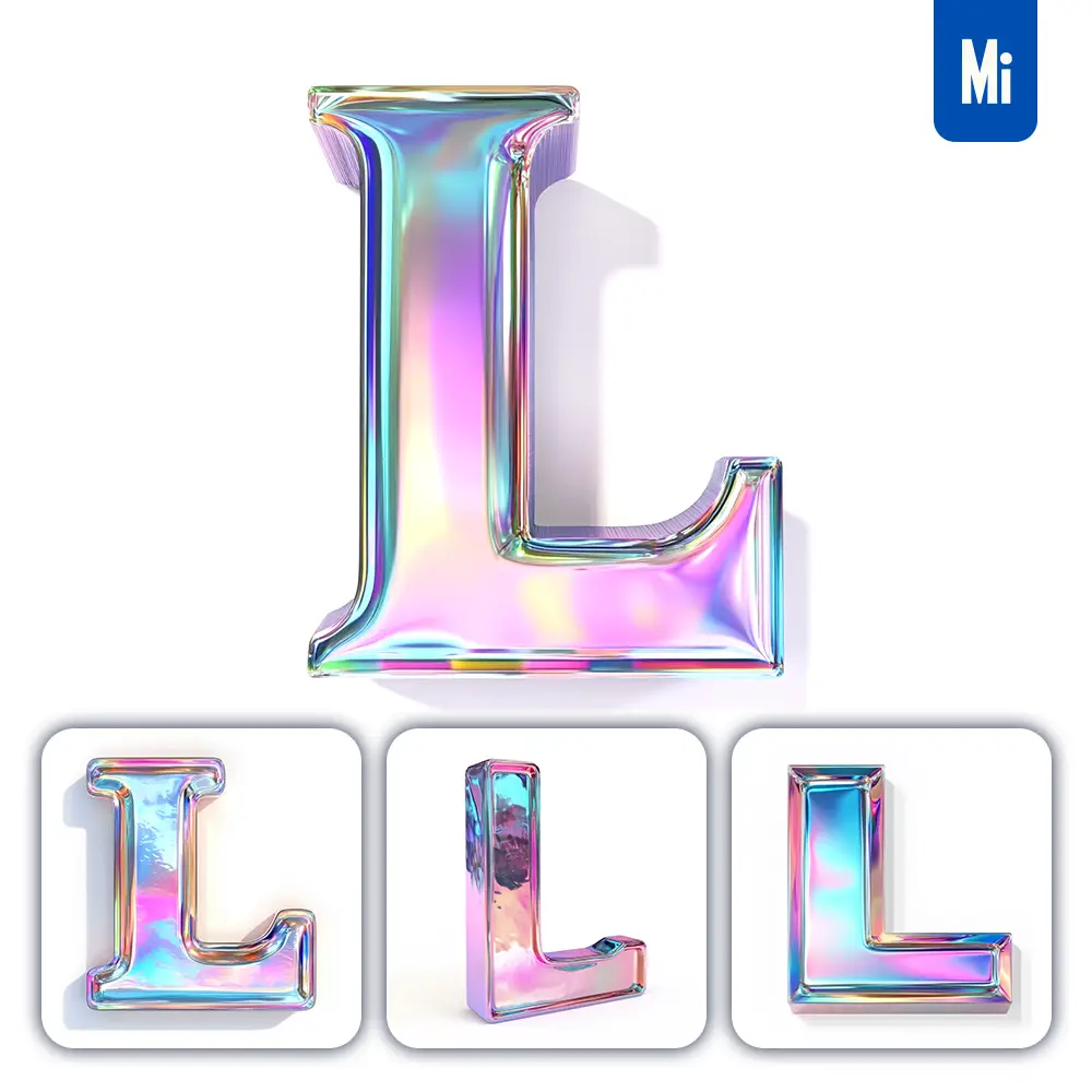 Midjourney Prompt L Letter 3d Pastel Hologram Holographic Colorful Icon Model
