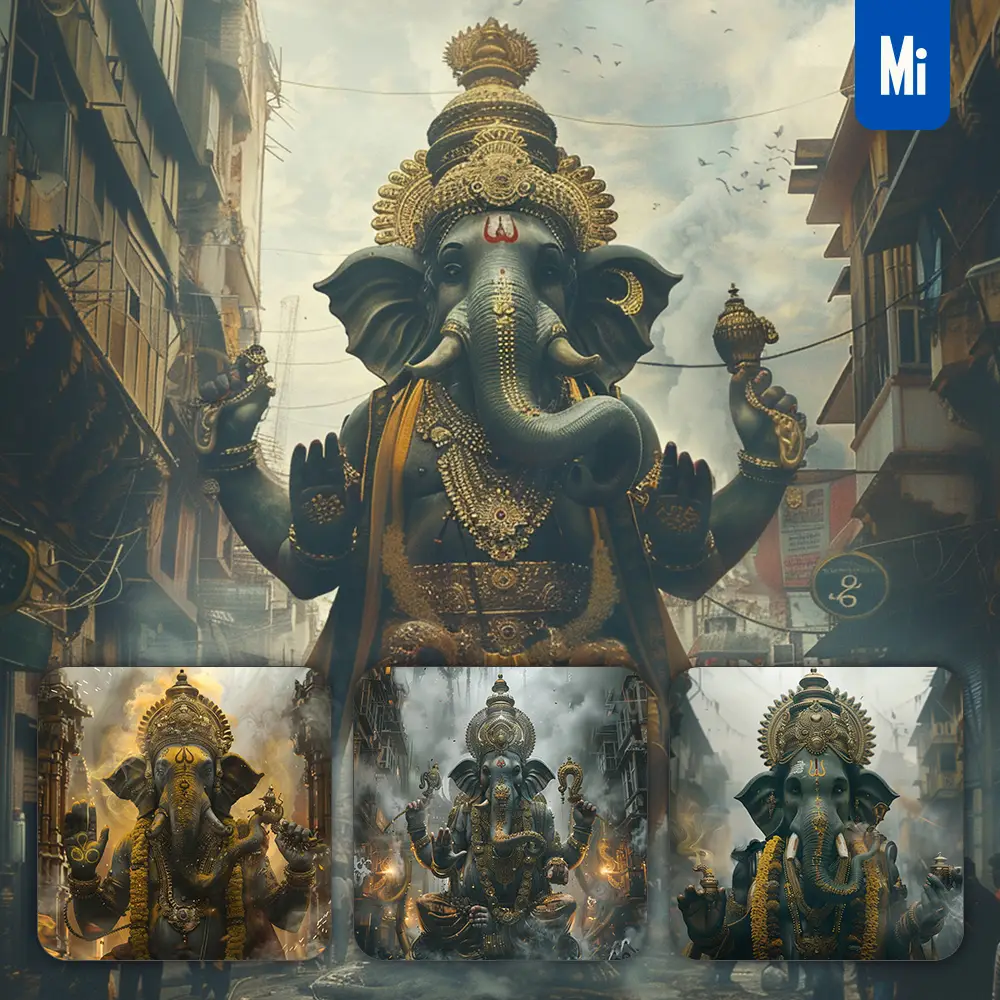 Midjourney Prompt Lord Ganesha Indian Hinduism Oil Painting