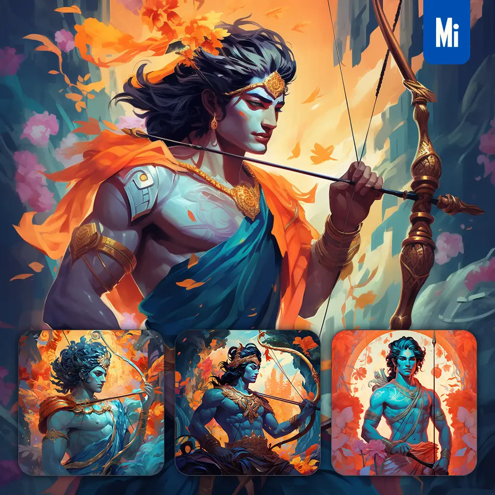 Midjourney Prompt Lord Rama Bow Indian Hinduism Oil Painting