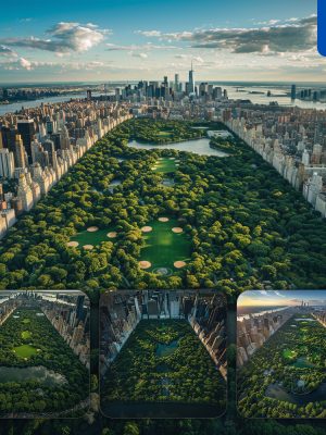 Midjourney Prompt New York City Central Park Green Expanse Skyscraper Lawn Landscape Photography