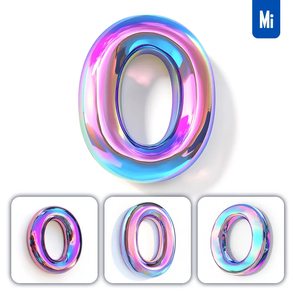 Midjourney Prompt O Letter 3d Pastel Hologram Holographic Colorful Icon Model