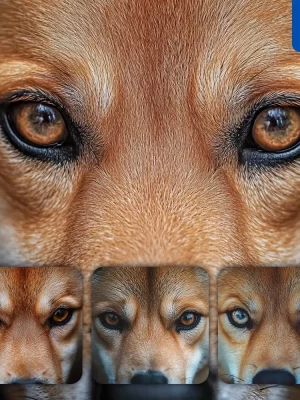 Midjourney Prompt Shiba Inu Dog Eyes Head Straight Face Detailed Close Up Photography