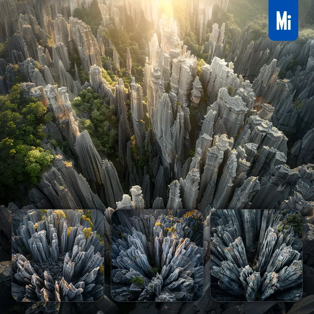 midjourney prompt Stone Forest karst pillar petrified landscape photography