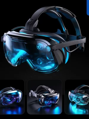 Midjourney Prompt Vr Headset Glasses Conceptual Design Azure Product 3d Transparent