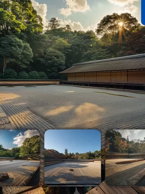 Midjourney Prompt Zen Rock Stone Garden Minimalist Kyoto Courtyard Wall Japanese Landscape Photography