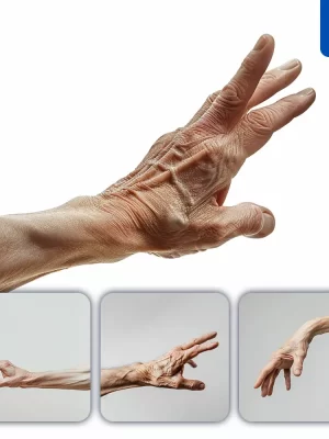 Midjourney Prompt Aged Oldman Hand Open Palm Man Woman Human Photography