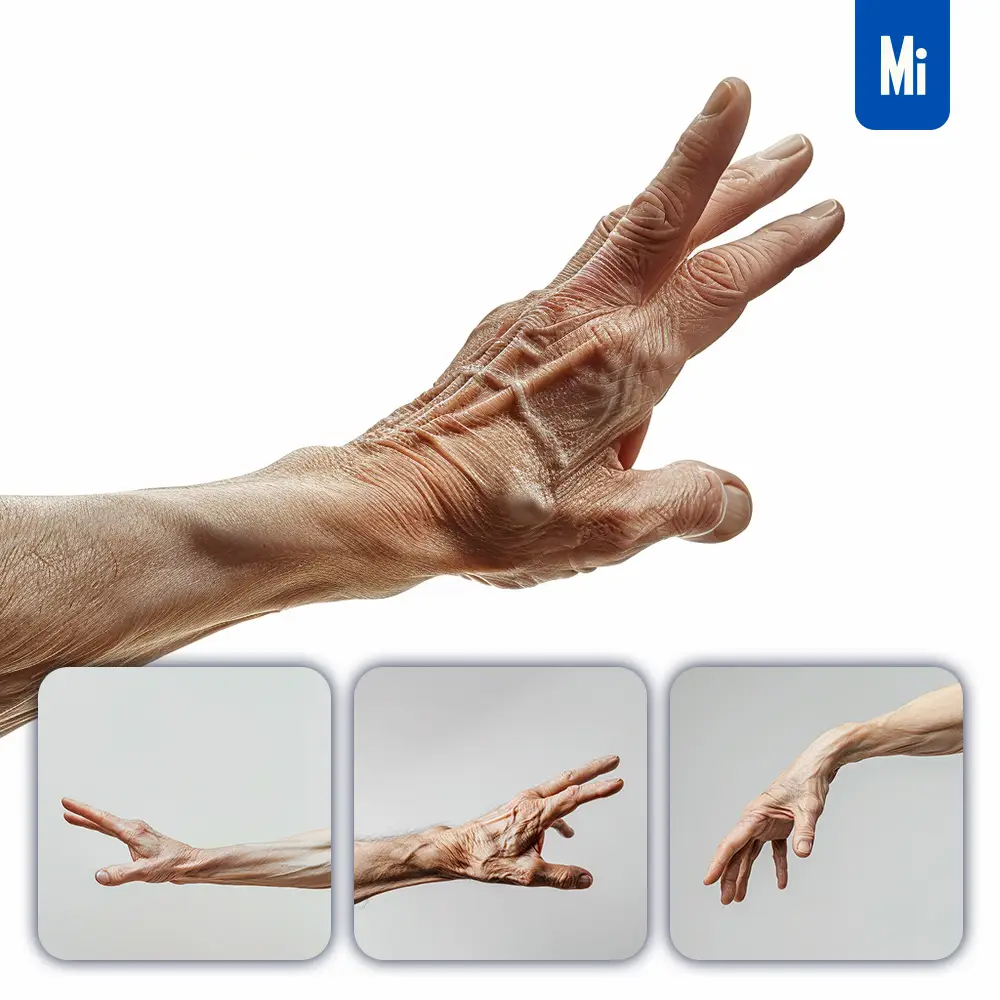 Midjourney Prompt Aged Oldman Hand Open Palm Man Woman Human Photography