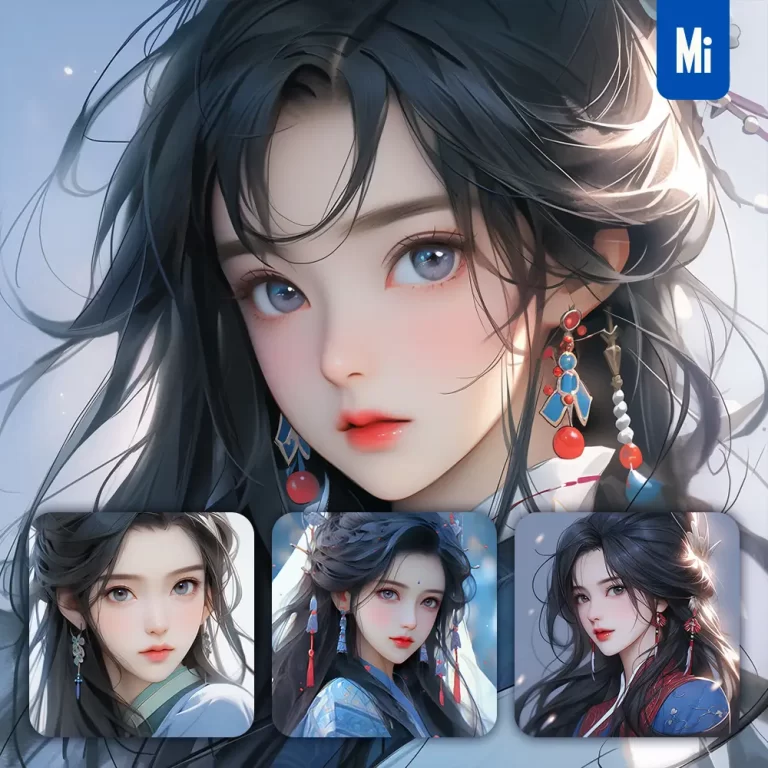 midjourney prompt ancient head beautiful woman girl lady face colorful portrait animation cartoon