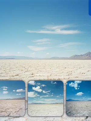 Midjourney Prompt Arid Desert Vast Expanse Salt Flat Landscape Photography