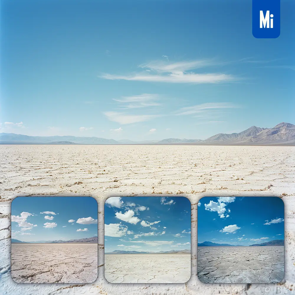Midjourney Prompt Arid Desert Vast Expanse Salt Flat Landscape Photography